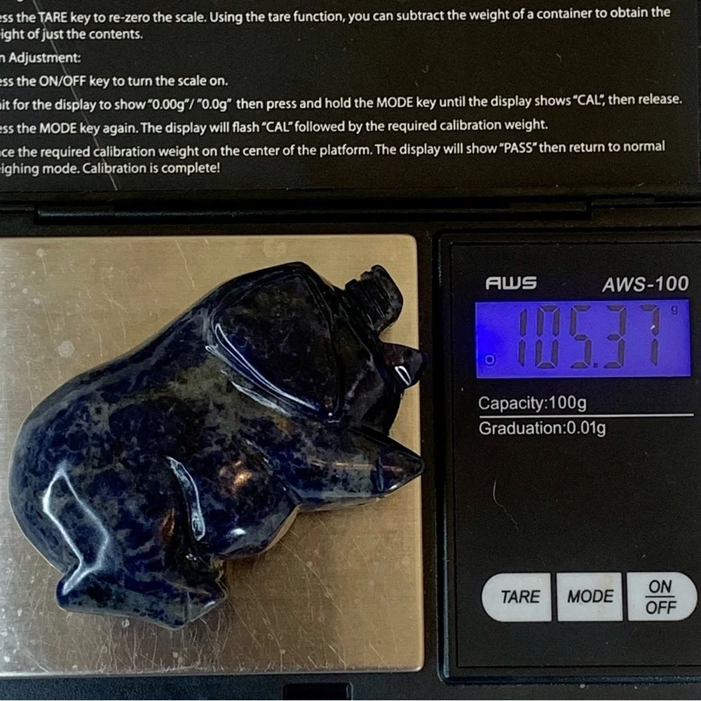 Sodalite Crystal Carved Pig Figurine Blue Stone Animal Carving Chinese Zodiac